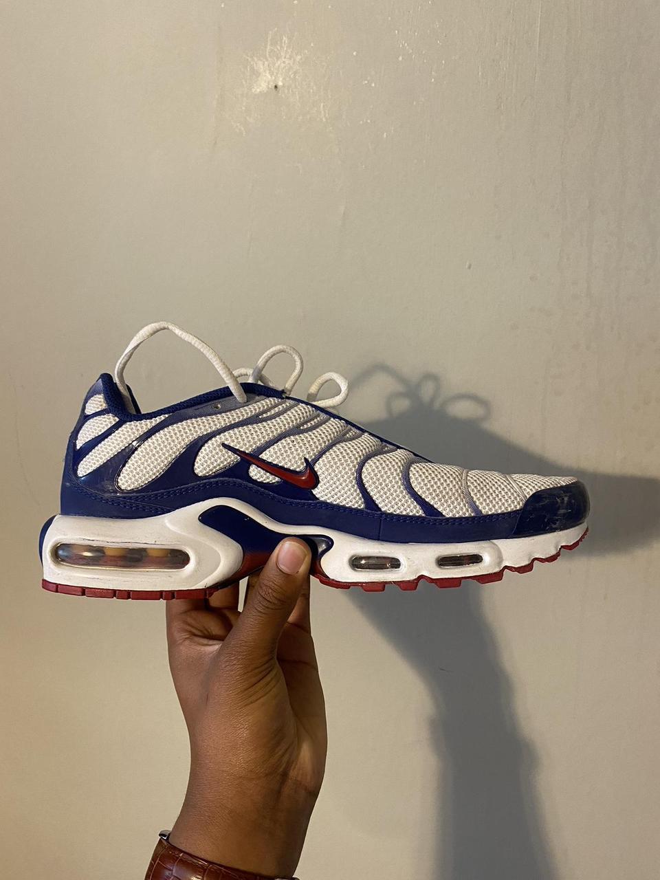 Nike TN white, blue and red Size 8.5 uk Only be... - Depop