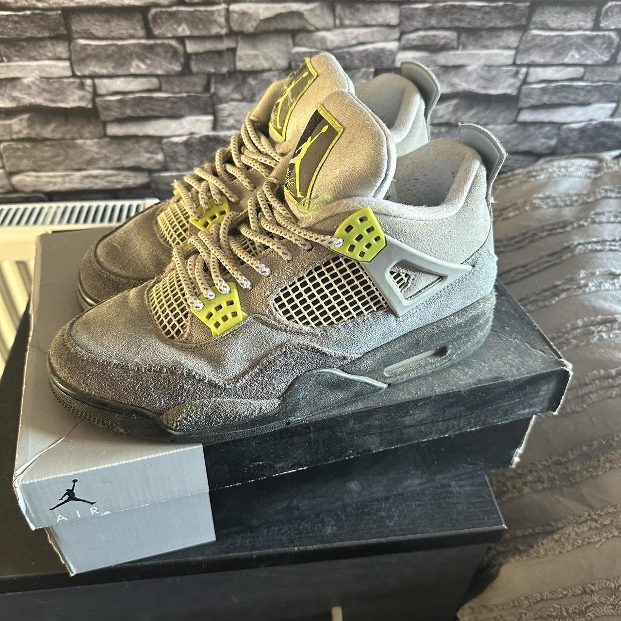 Neon green Jordan 4 Size 7.5 UK Decent condition... - Depop