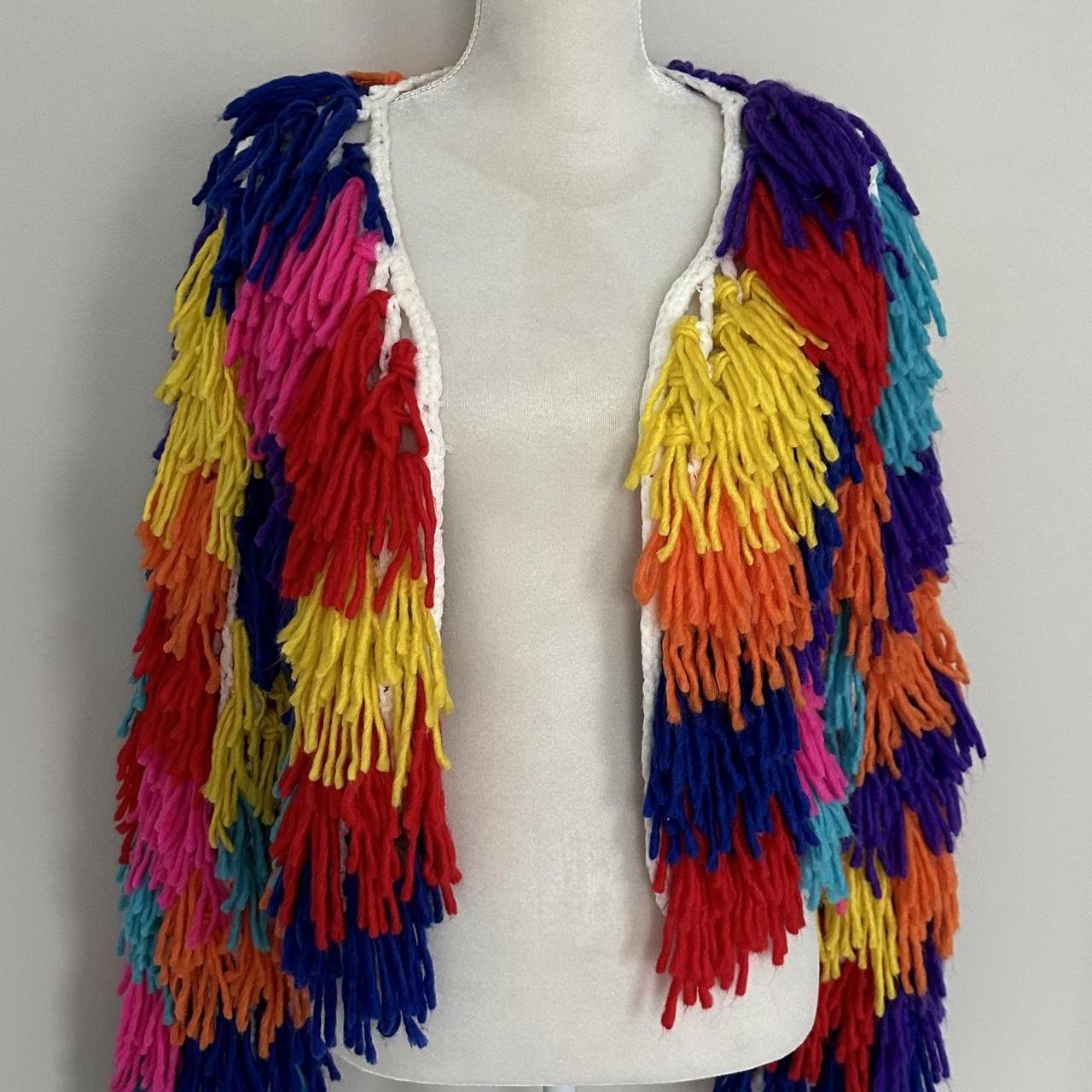 EUC Multicolor Rainbow Shaggy Festival Rave Concert Depop