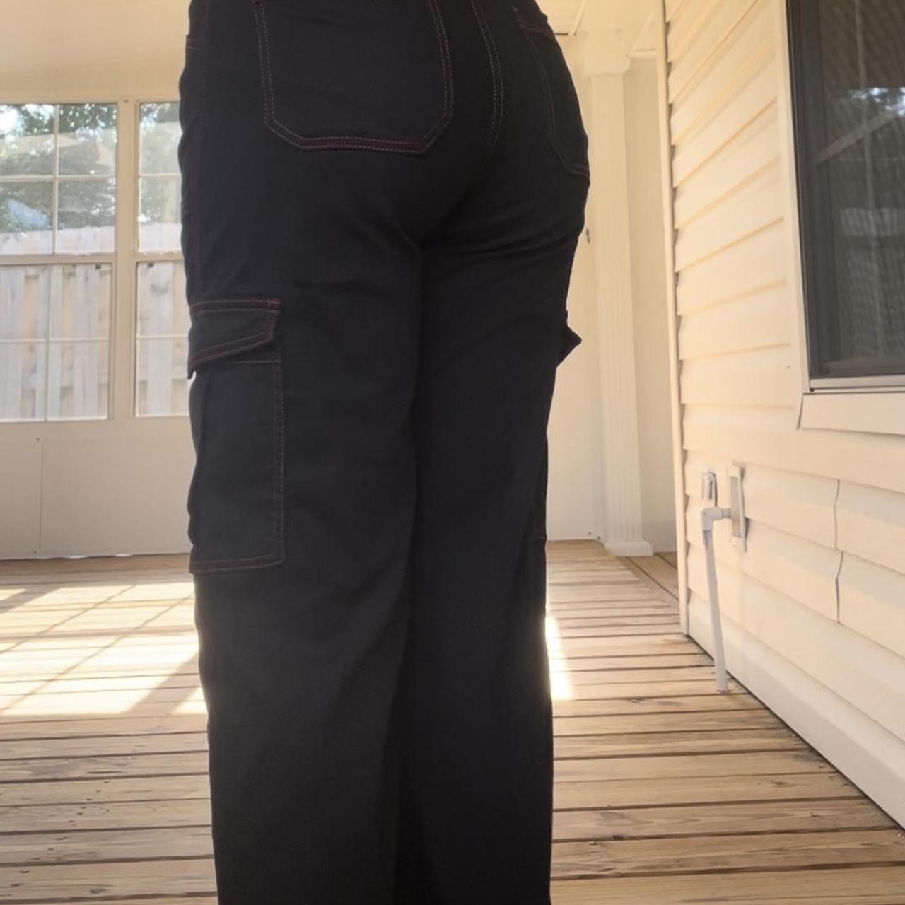 【SATIIIZ】Roper Stitch Dying Cargo Pants YOLAI Womens High Waist Streetwear Cargo Pants Hip Hop Jeans