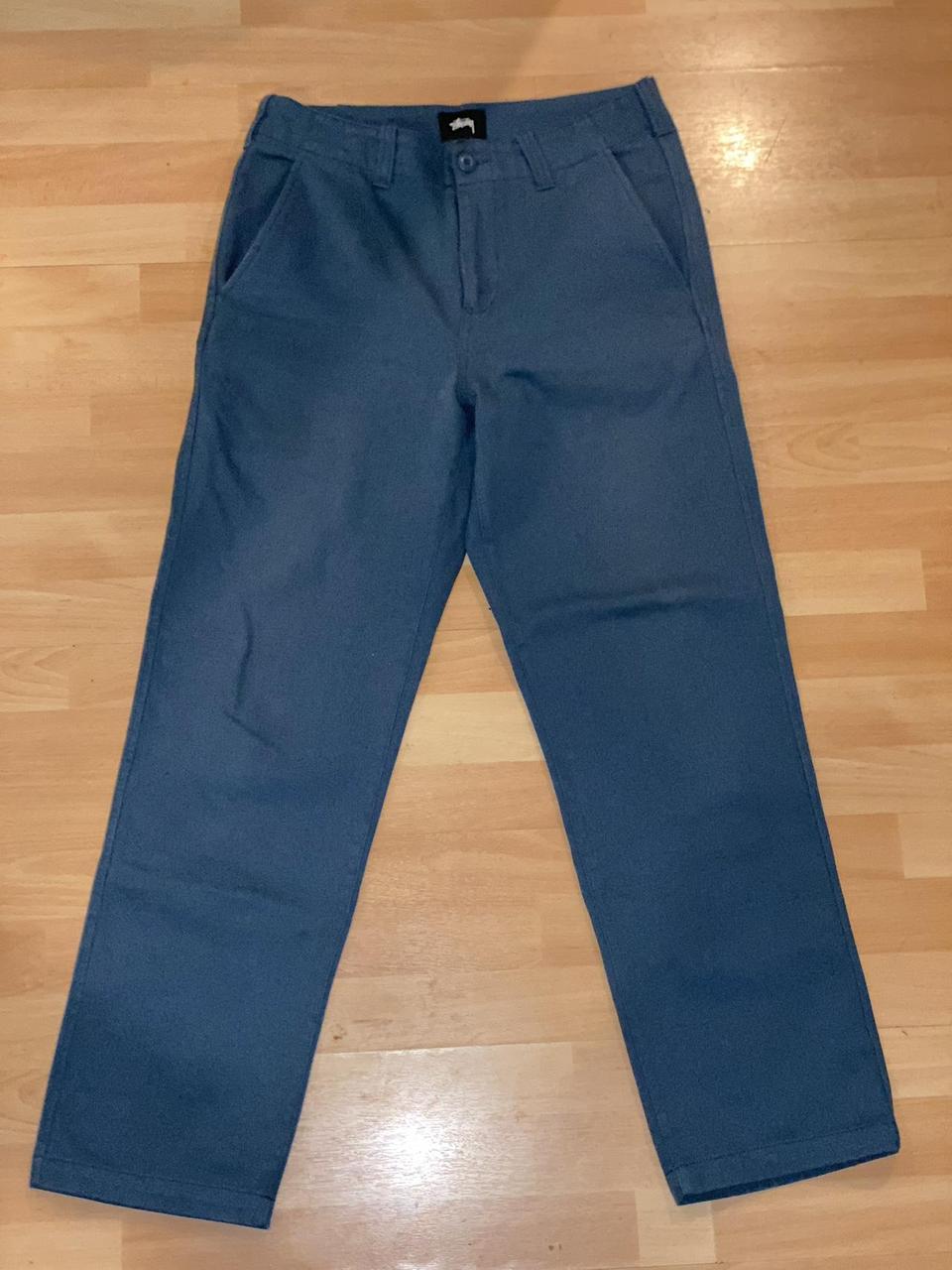 Stussy Uniform Pants Blue Fixed Waist Pant 2 Side... - Depop