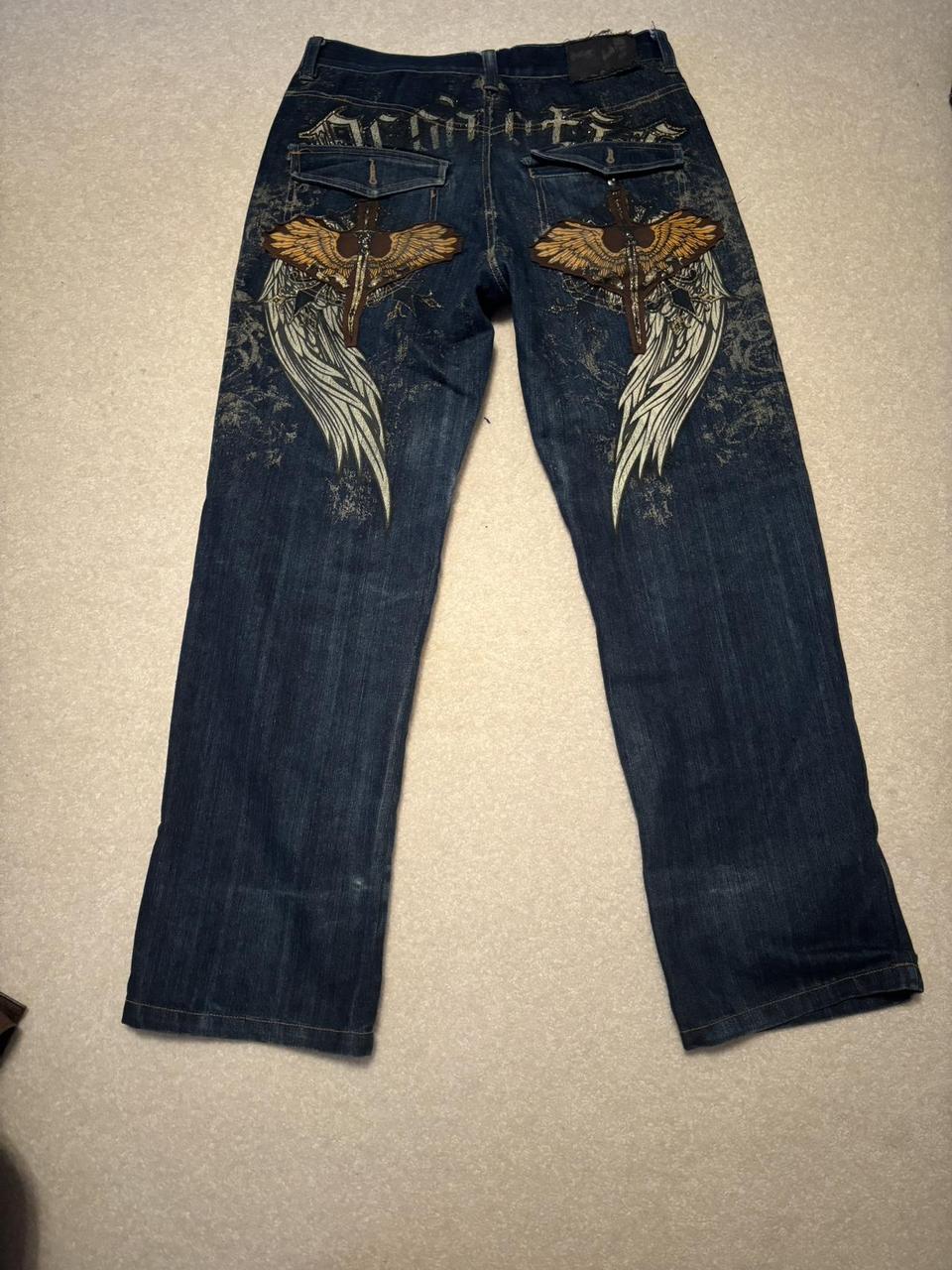 Raw Blue ローブルー バックポケット刺繍 デニムパンツ イエロー W32 中古品メンズ RAWBLUE ローブルー SWITCHABLE DENIM PANTS 切替