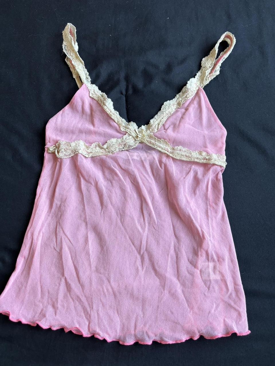Vintage Old Navy Mesh Pink Lace Cami X Small fits... Depop