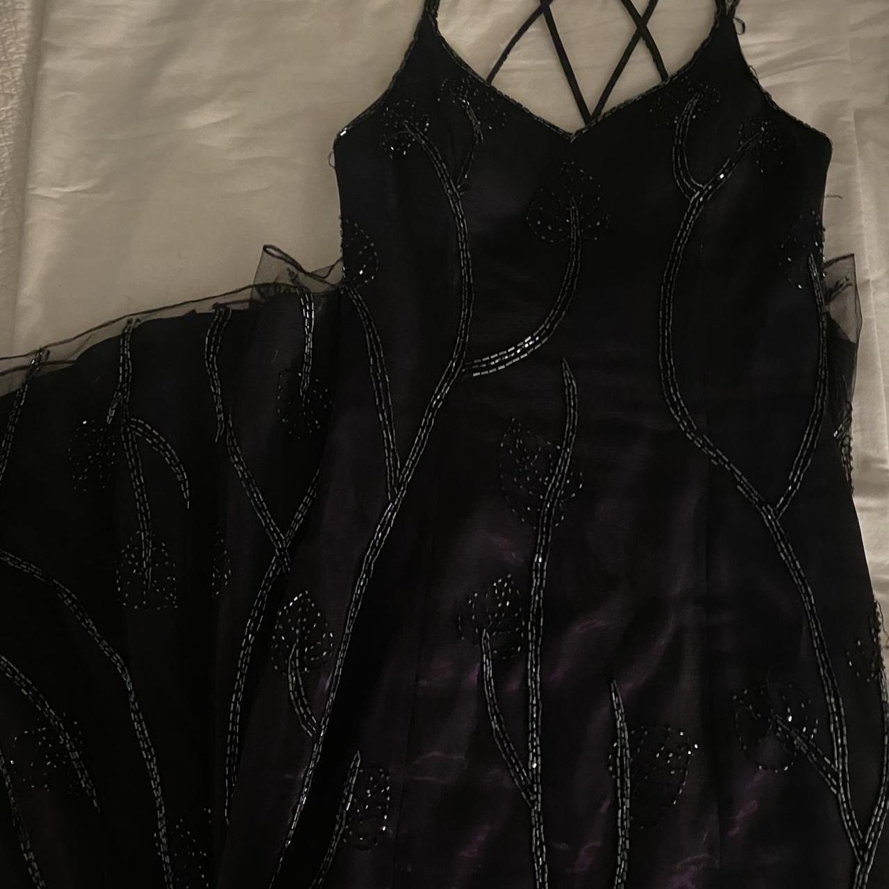 black/purple vintage beaded prom dress perfect vampy... - Depop
