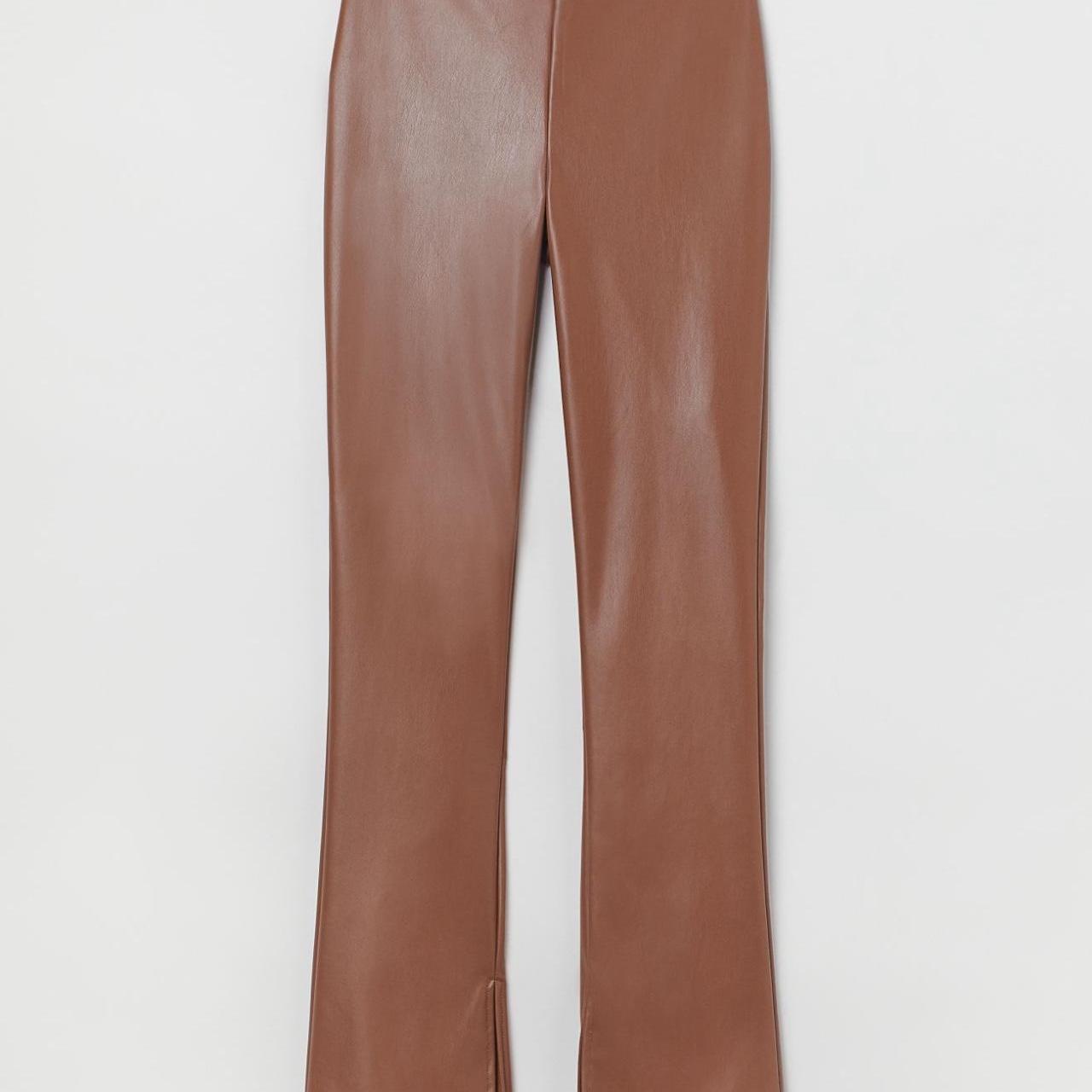 Brown faux leather pants, H&M flared leggings , I’ve