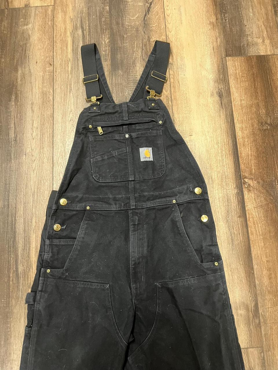 Lightly used Black Carhartt overalls, in great... - Depop