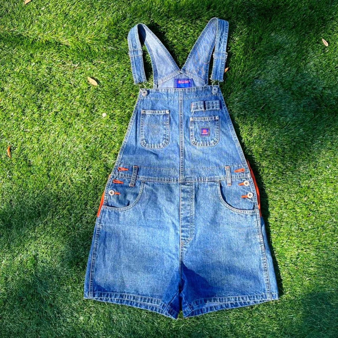 Vintage BUM Equipment Jeans Overall Shorts! - - -... - Depop