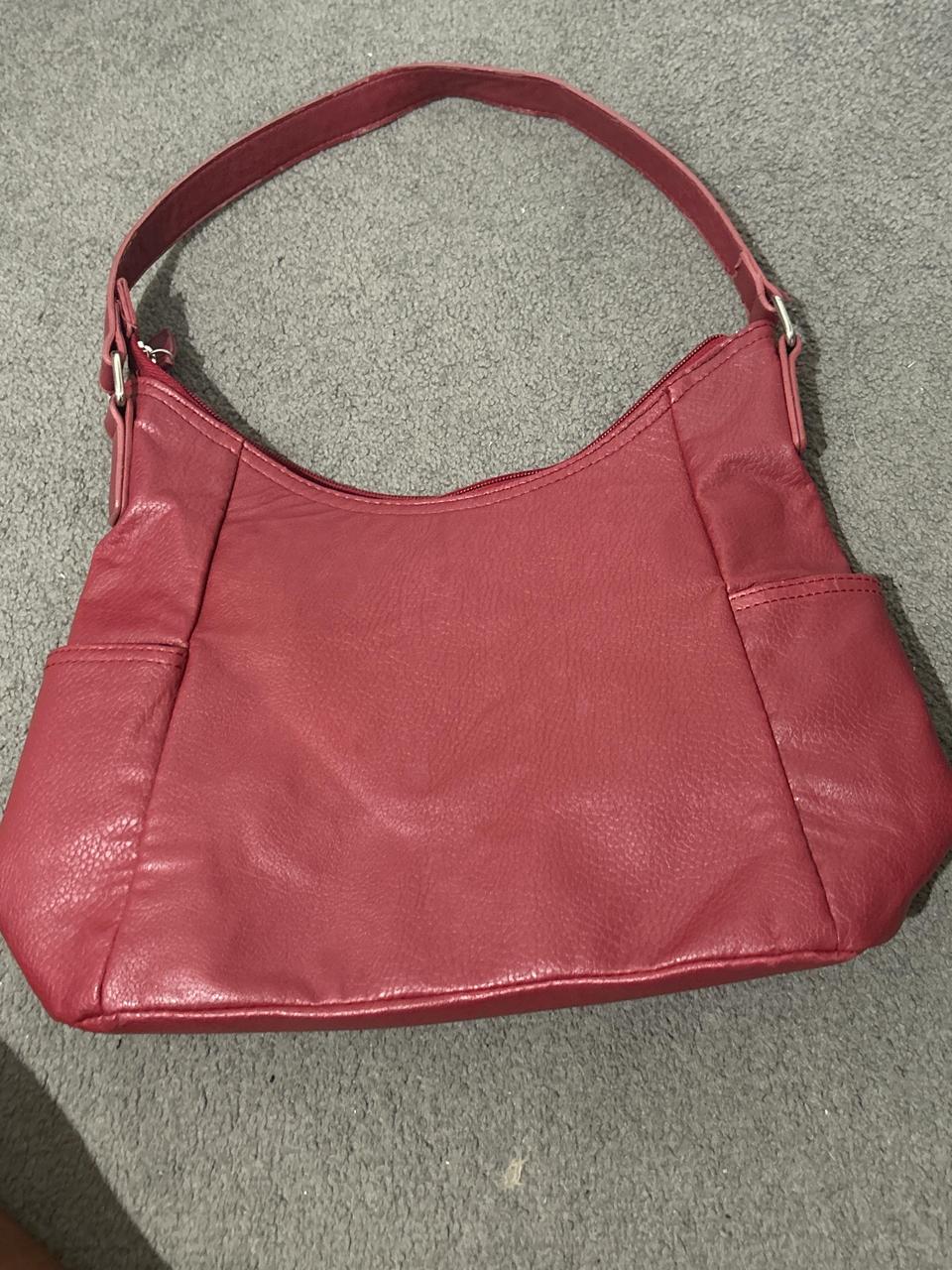 Burgundy Cabrelli leather shoulder bag with multiple... - Depop