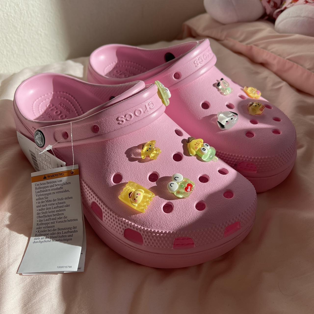light pink platform crocs