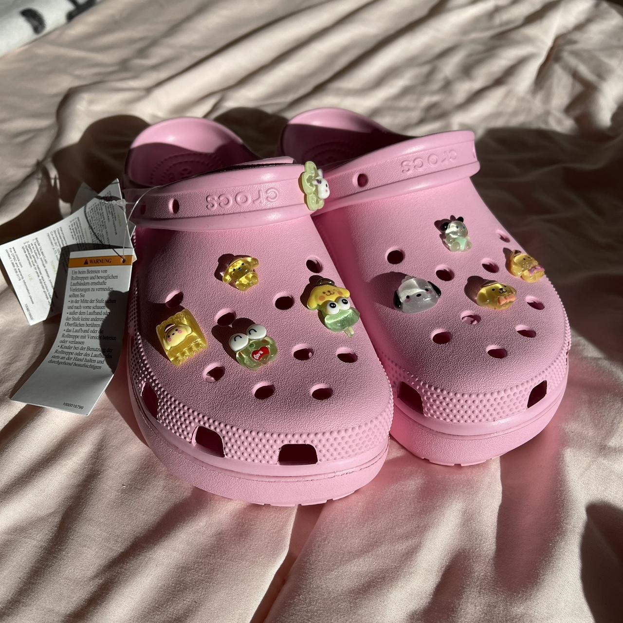 light pink platform crocs