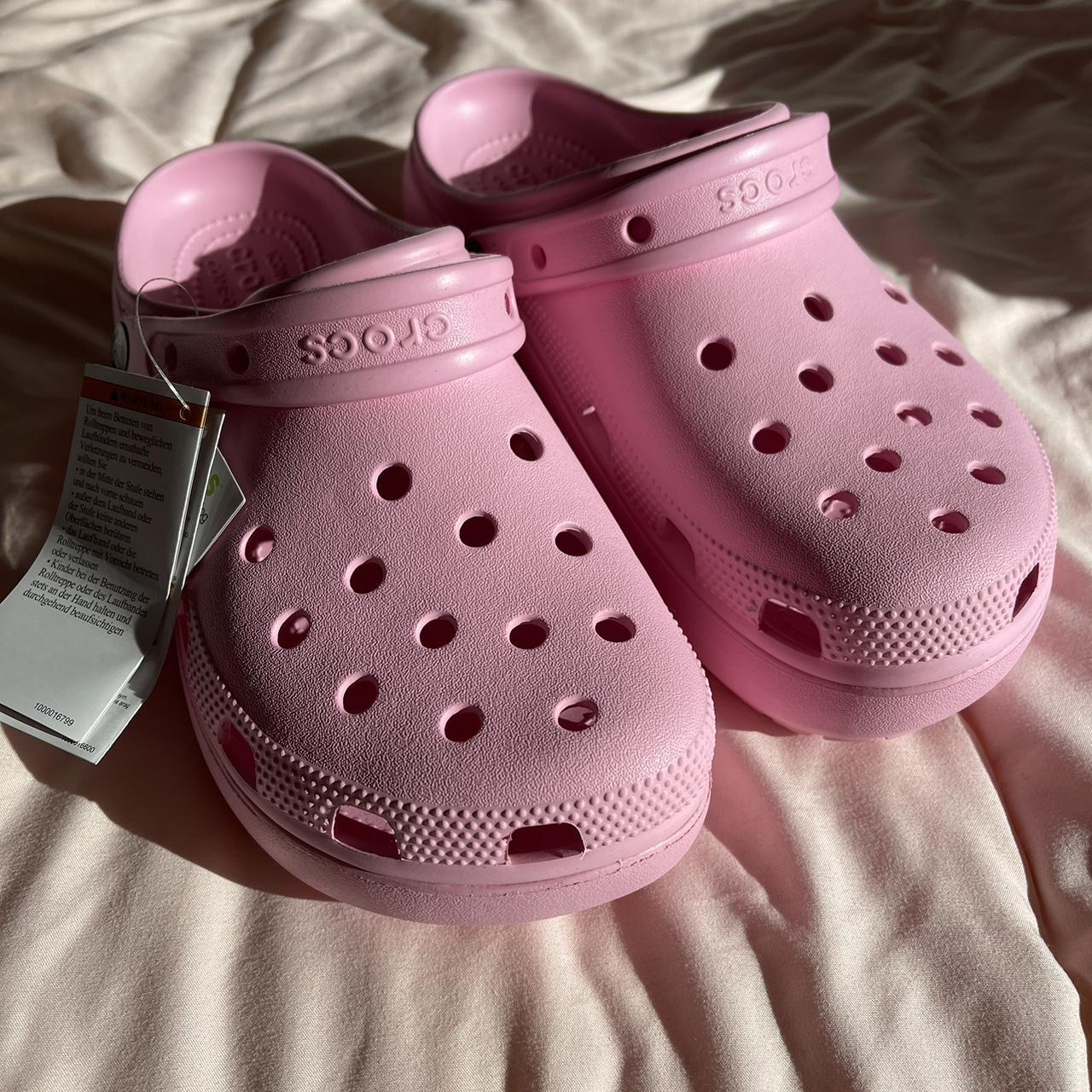 light pink platform crocs