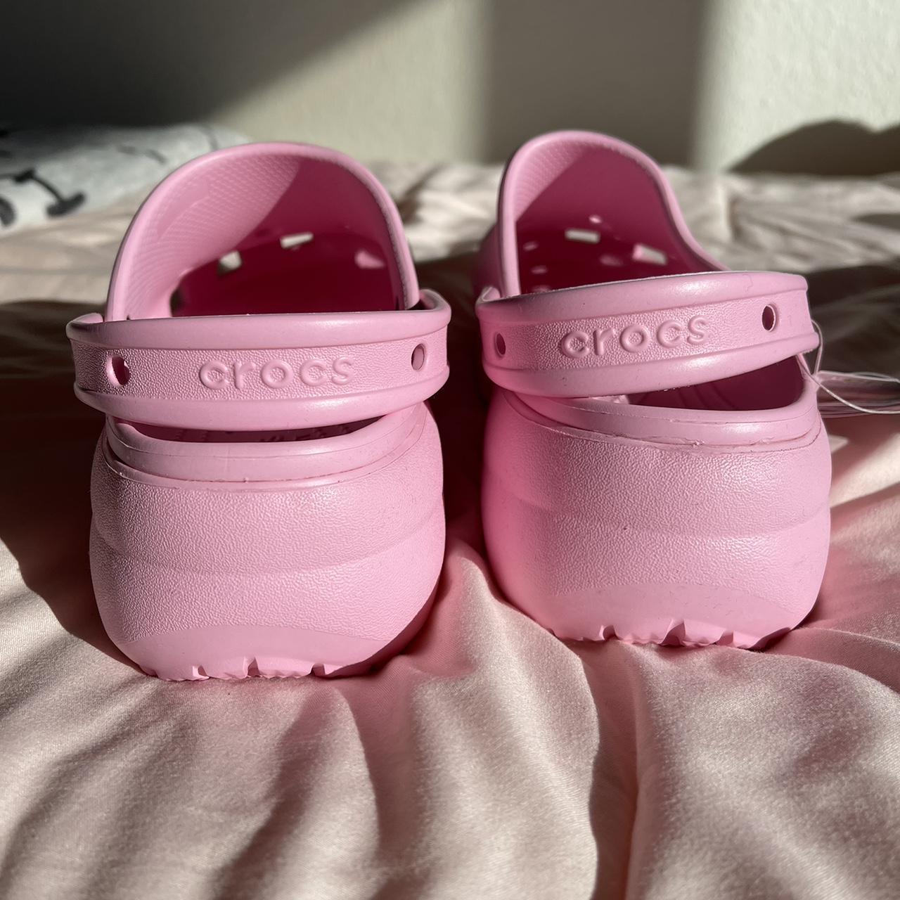 light pink platform crocs