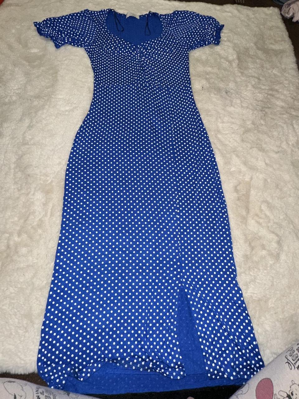 Quiz blue polka dot dress Depop