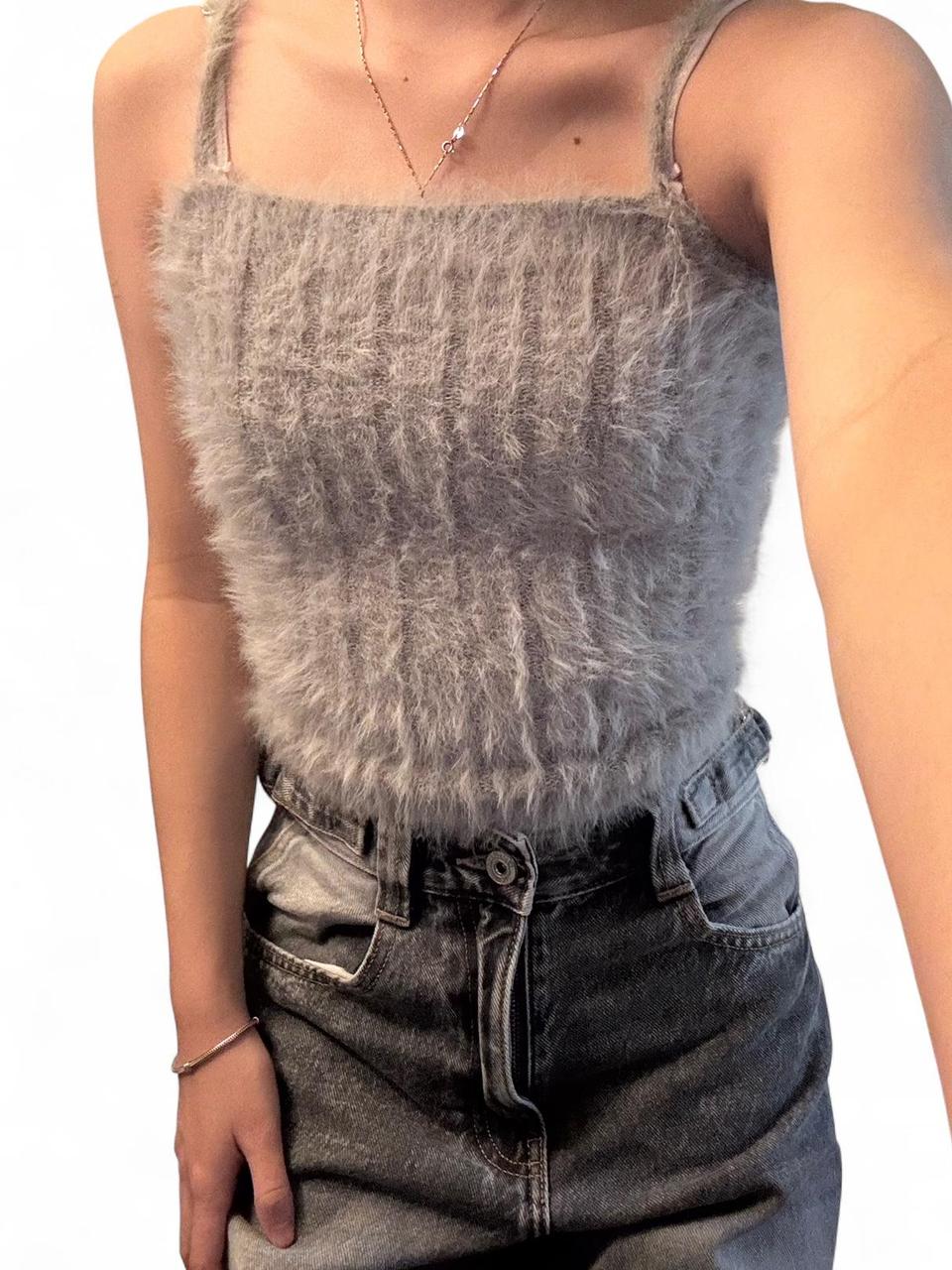 Miu Miu Women's Crop top - Grey - S – Grey fuzzy … - image 1