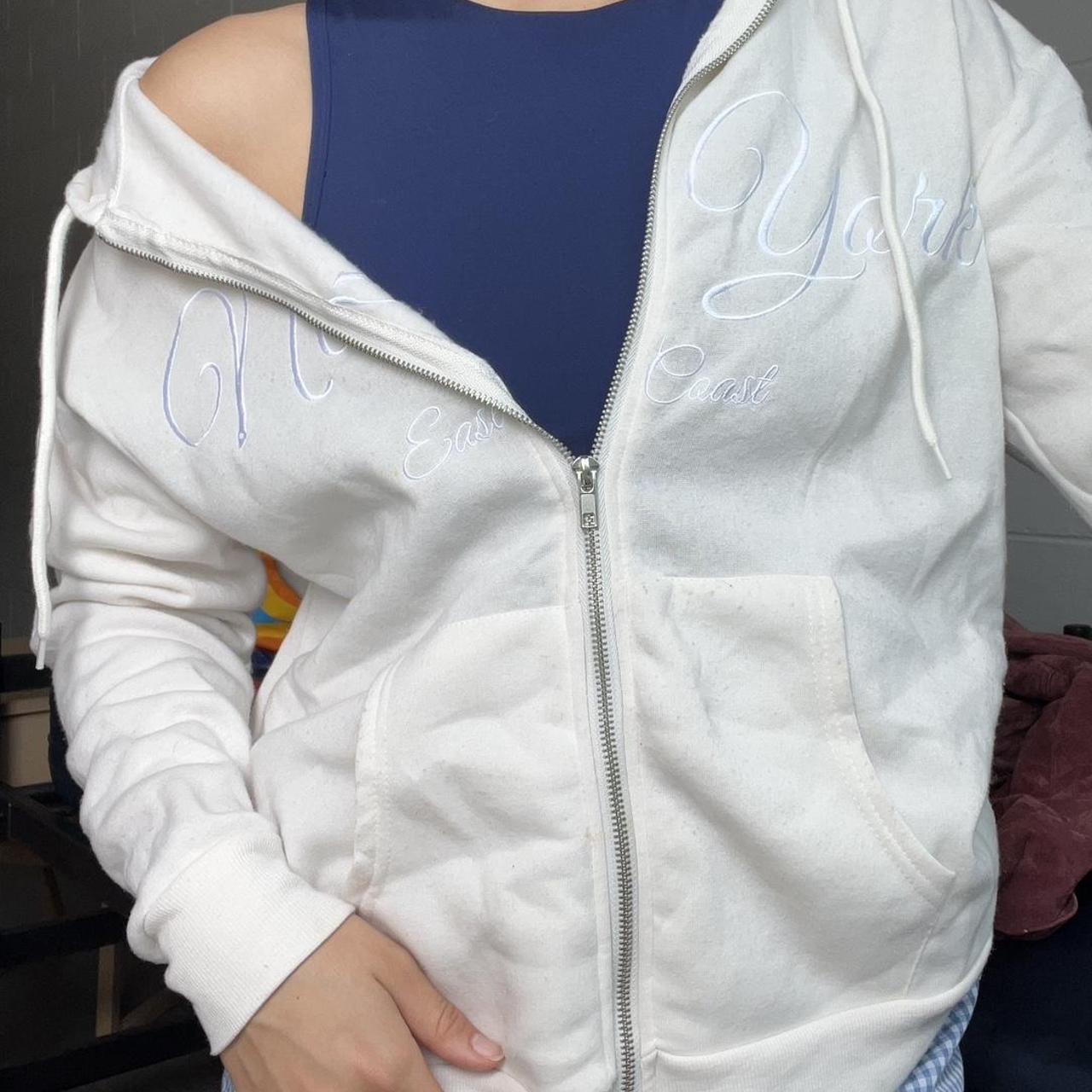 New York Back Embo Zip Up Hoodie - White main image 1