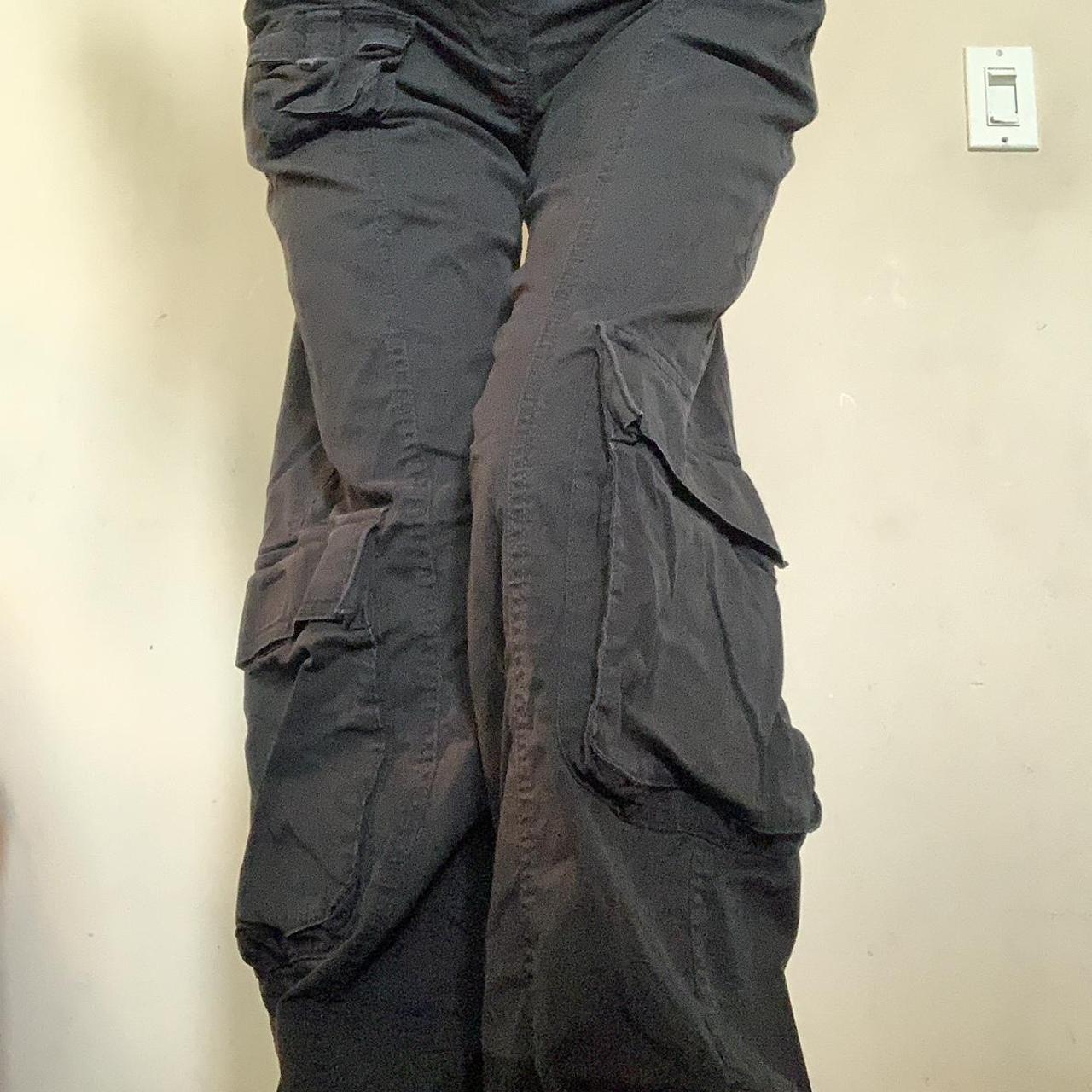 Cotton on cargo black pants waist 24-25” height 5’3 - Depop