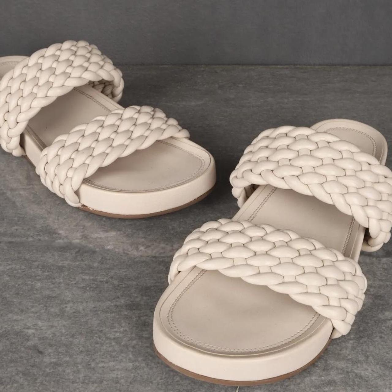 Dune London Laylow Woven Flat Sandals UK 7 White... - Depop