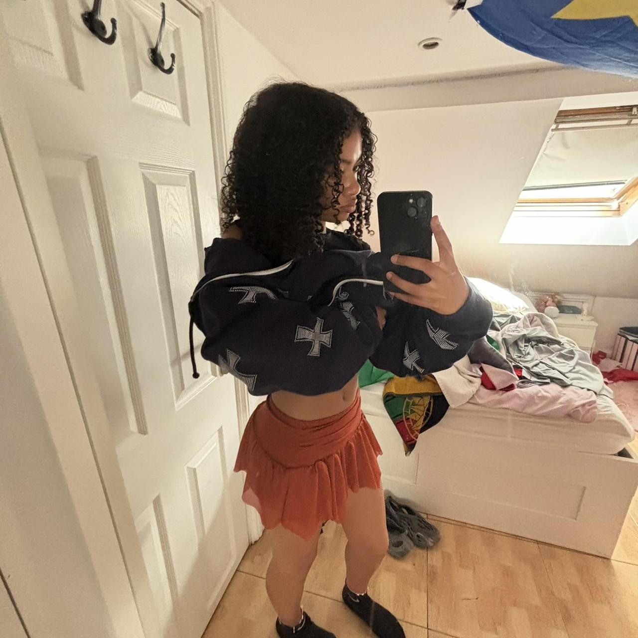 pretty little thing rust mesh handkerchief hem