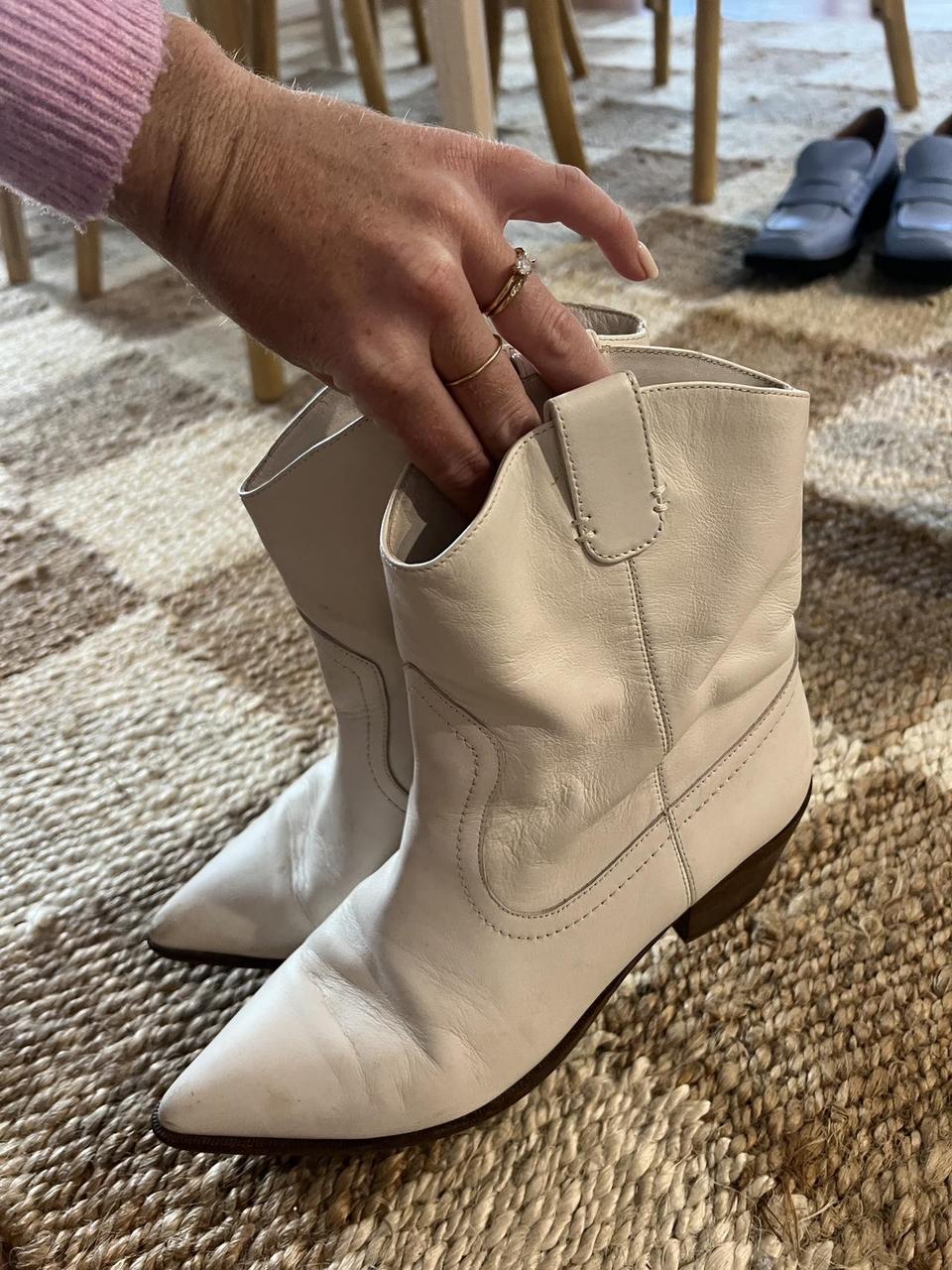 J Crew White Cowboy Boots Leather Size 39 Depop