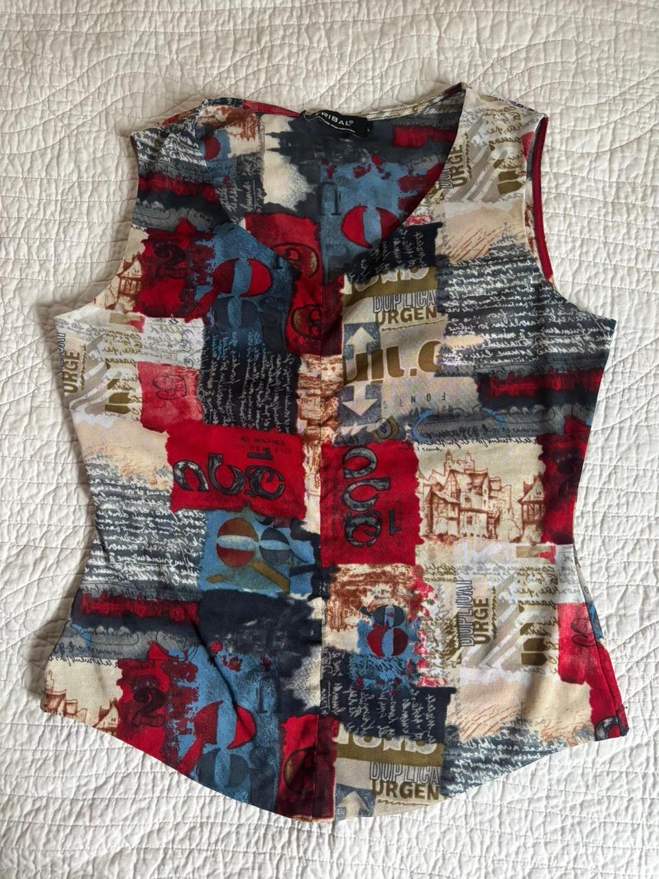 Women's Blouse - Multi/Red - L – Unique patchwork… - image 2