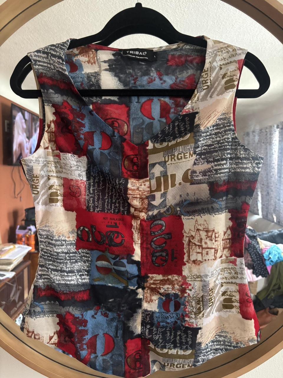 Women's Blouse - Multi/Red - L – Unique patchwork… - image 5