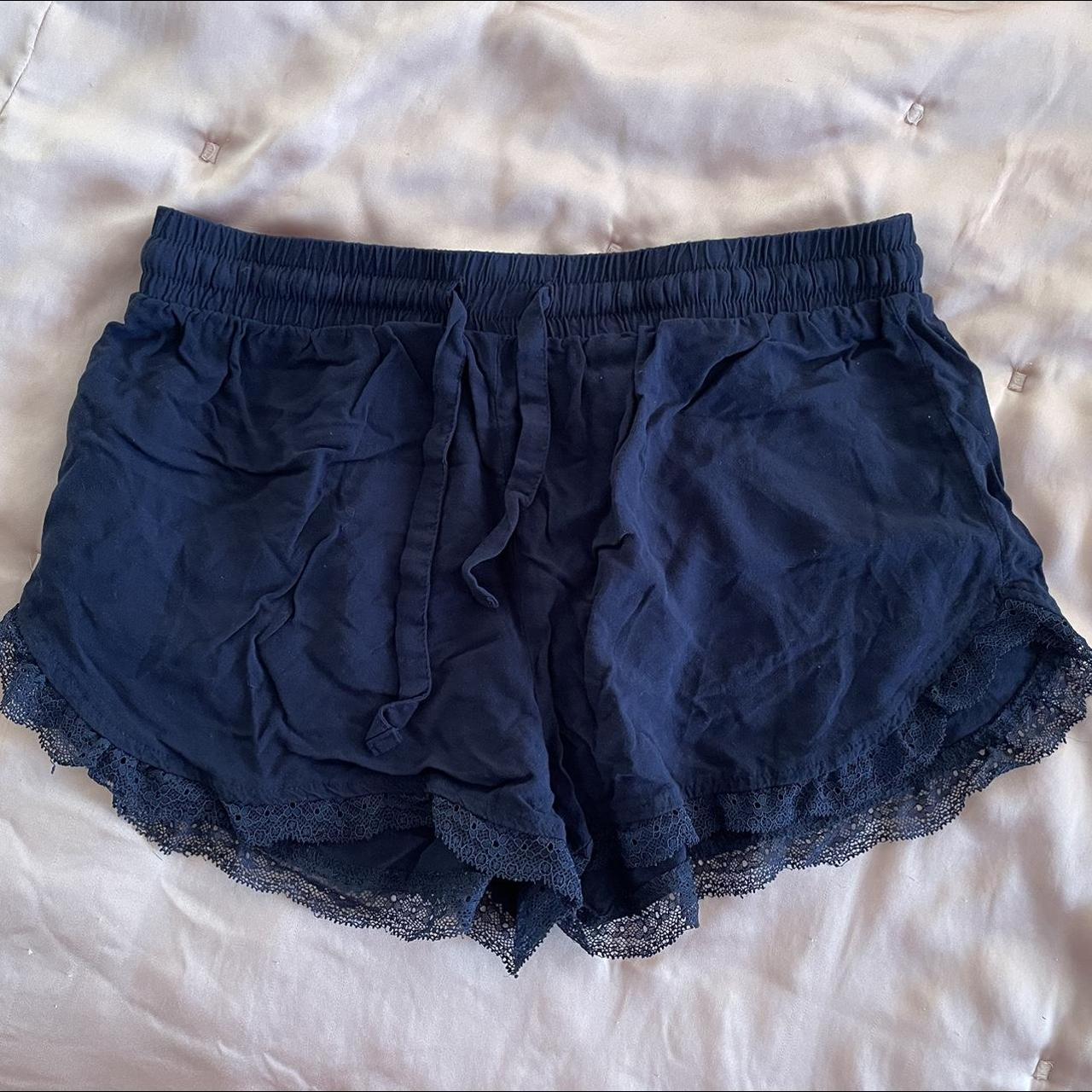 Forever 21 Navy blue lace trim shorts Size medium... - Depop