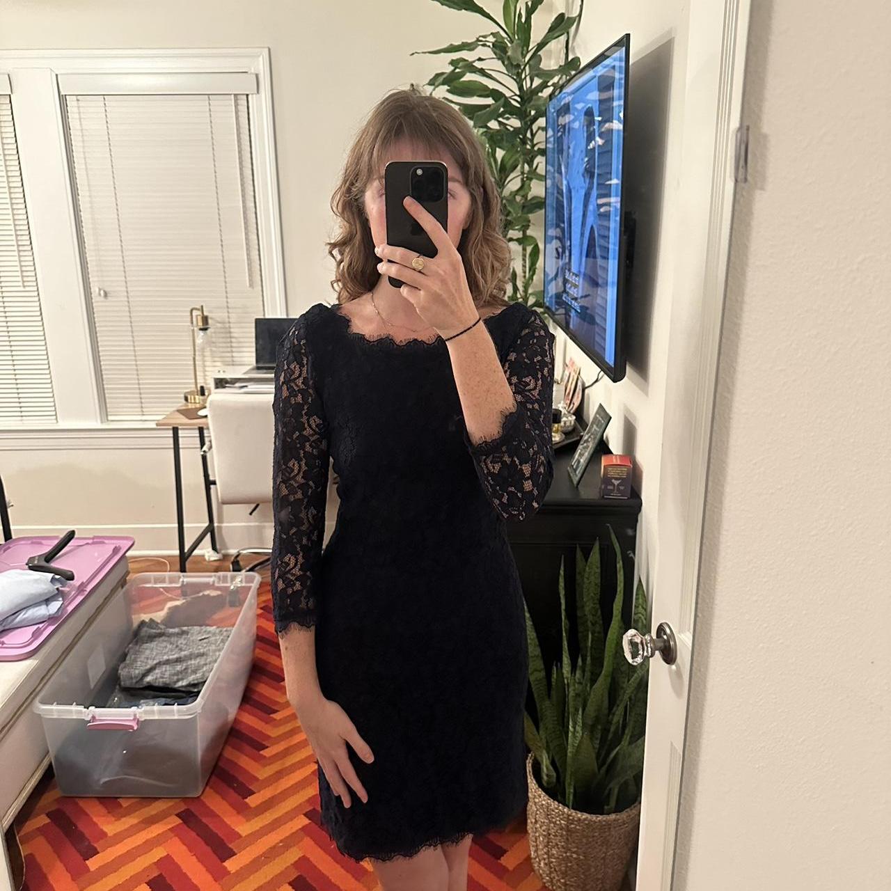 DVF navy lace dress Depop