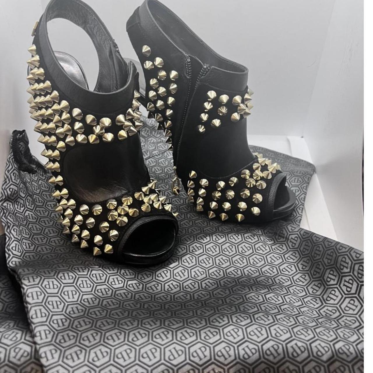 Philipp Plein studded sandals heels. Worn twice - Depop