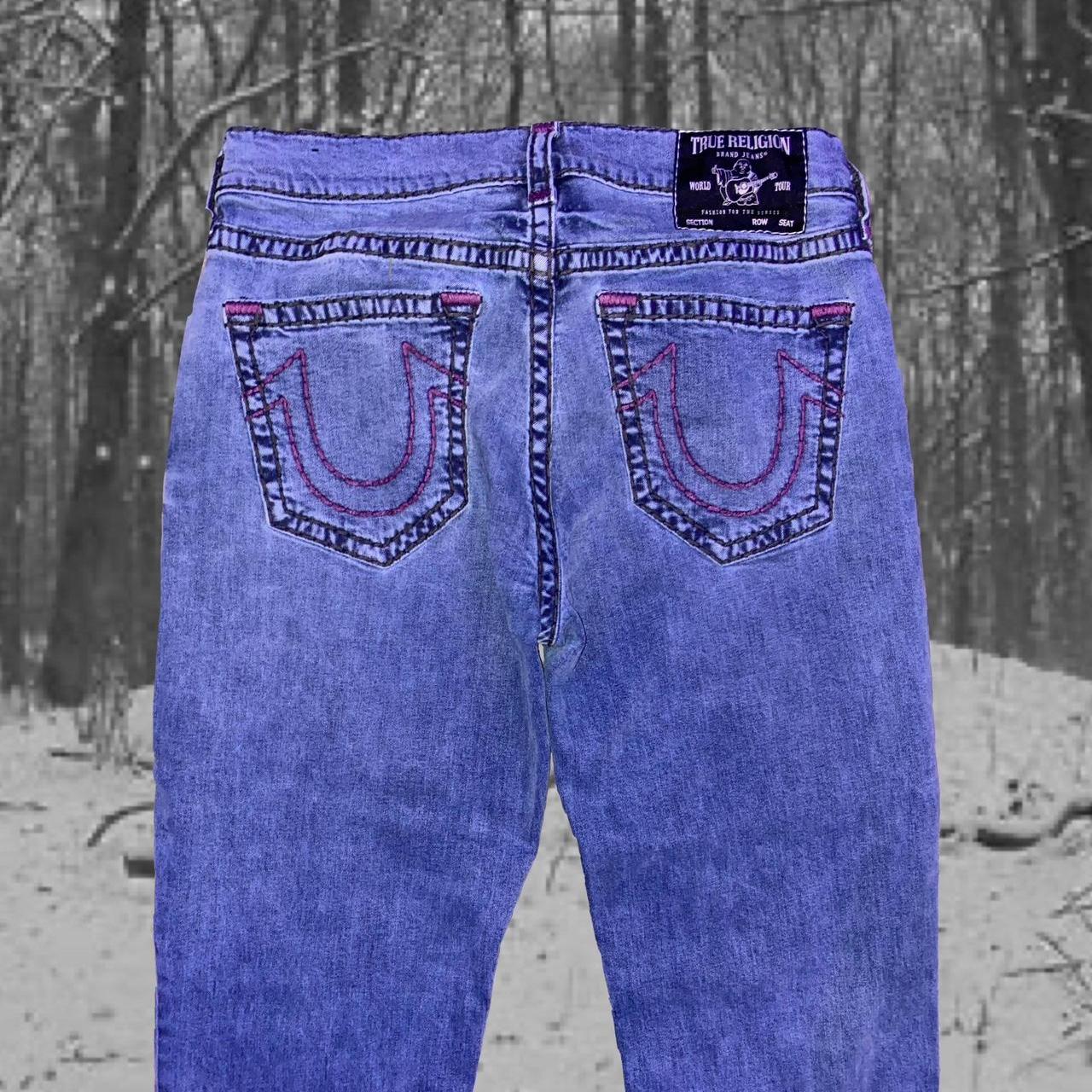 true religion jeans size 33 purple stitching 👾👾 | Depop