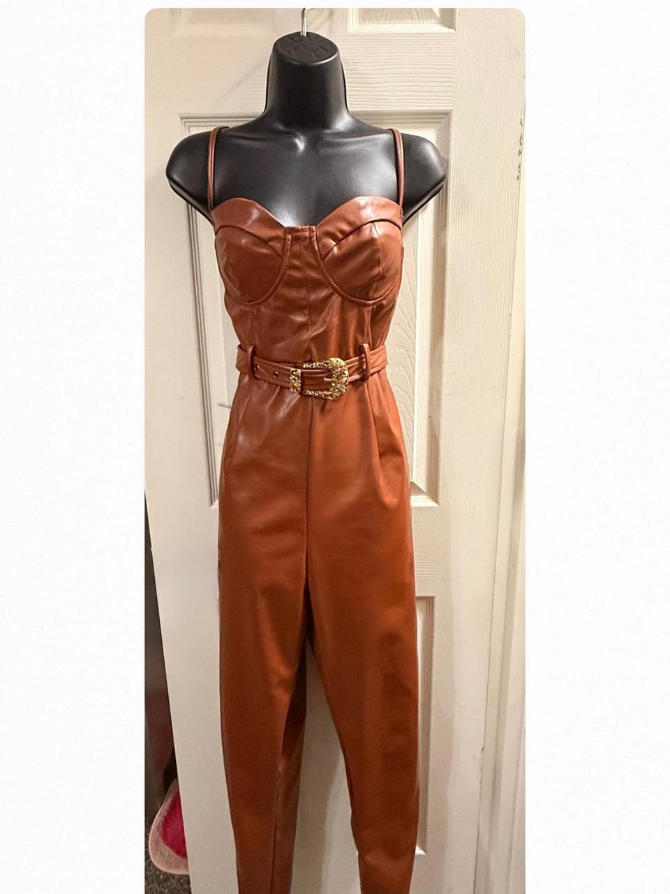Women's Jumpsuit - Brown/Orange - 6 – Brown faux … - image 2