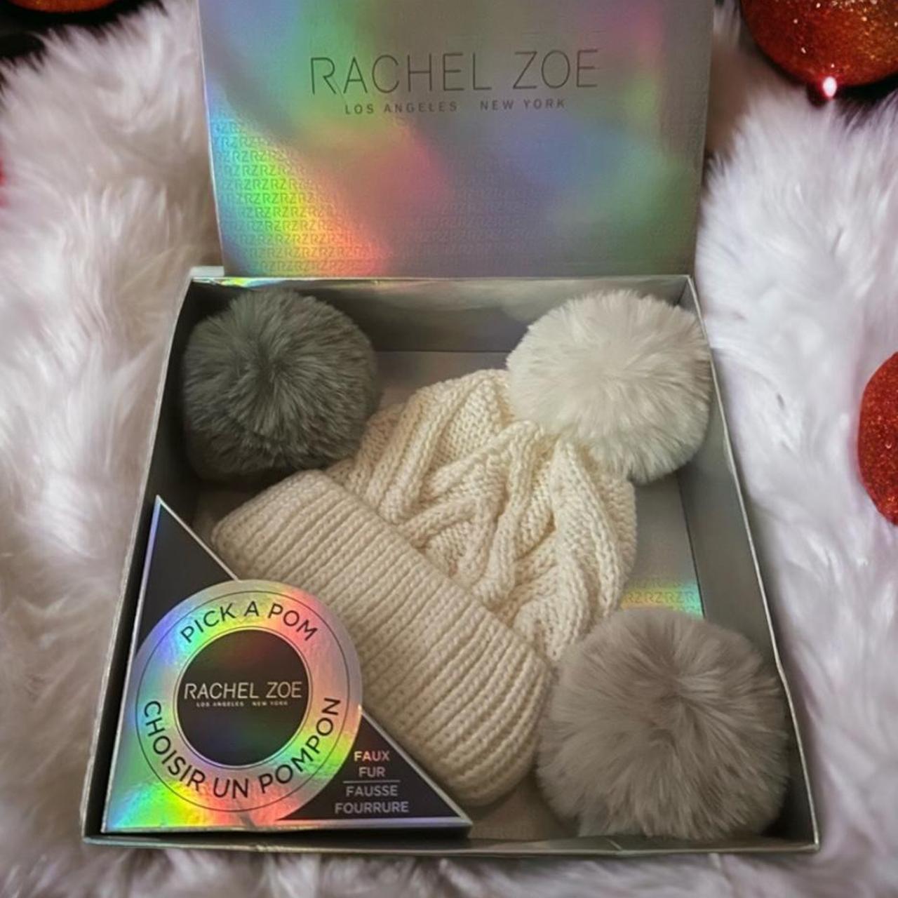 NIB Rachel Zoe pom pom hat changeable poms. Cream... - Depop