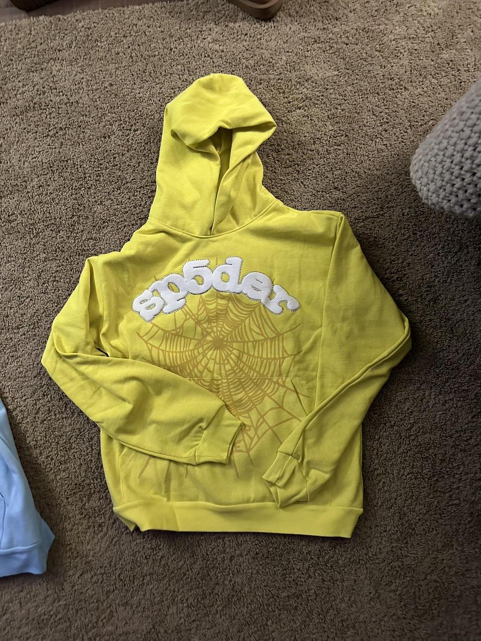 Authentic Sp5der Hoodie Yellow Medium - Depop