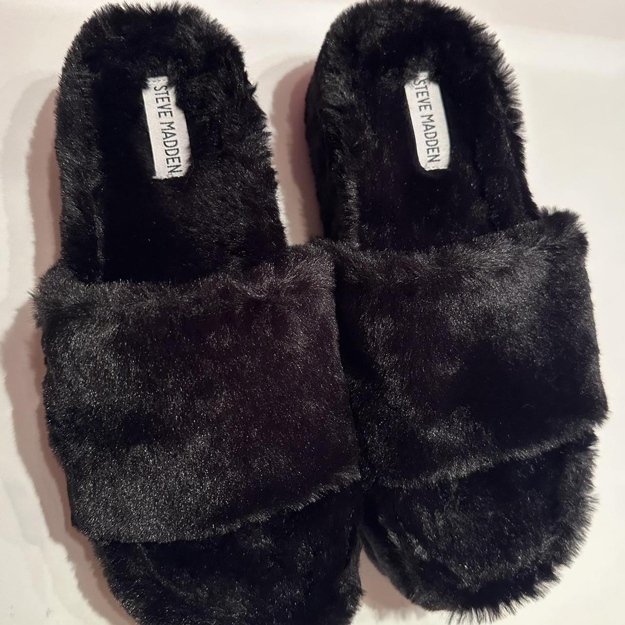Steve Madden Fabfuzz BLACK Fluffy Faux Fur