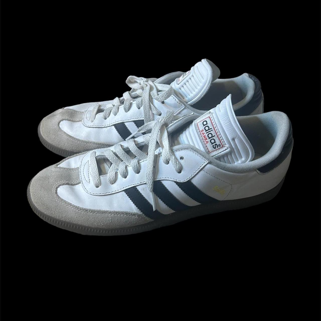 white sambas, white OG sambas mens size 11 barely... Depop