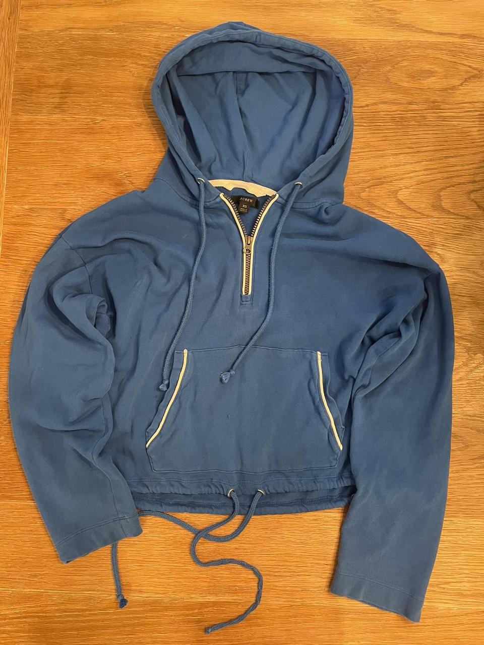 J. Crew Blue Crop Cinch Hoodie Women s XS No. Depop