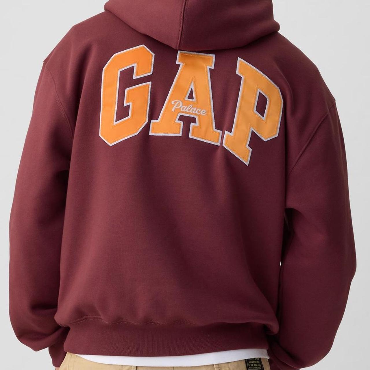 パーカー・フーディ Palace x Gap Hood Burgundy - 24SS PALACE x GAP Hoodie Burgundy L SS24 soft cotton | Depop