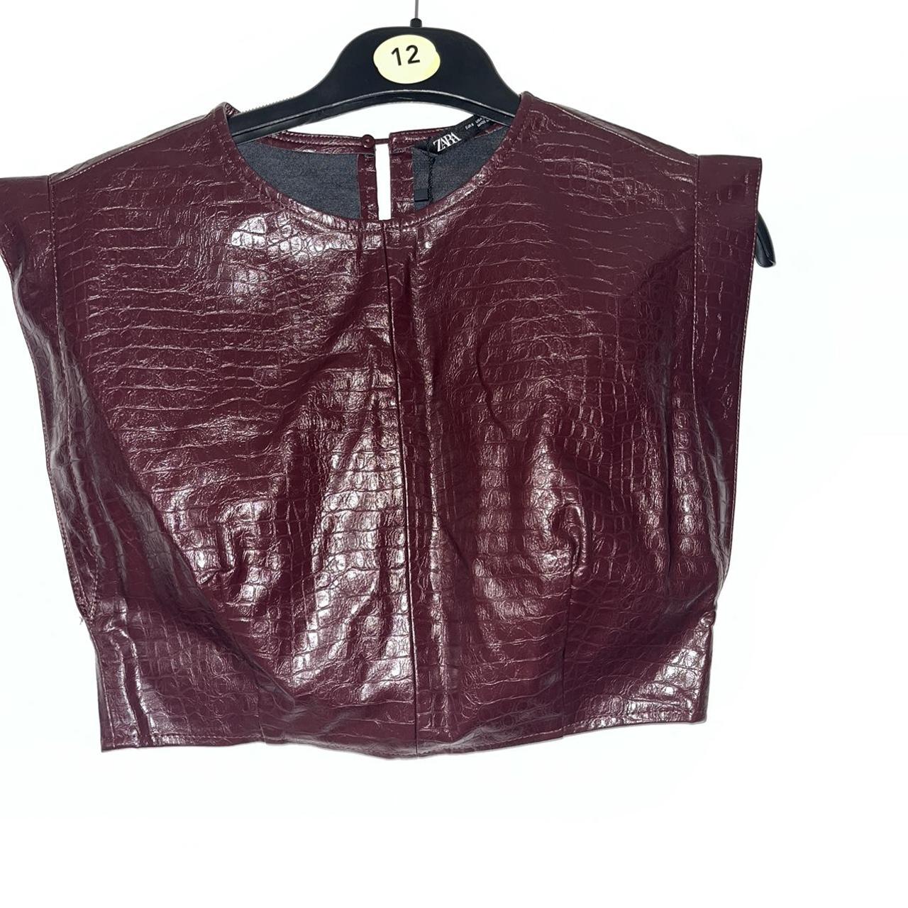 Burgundy faux leather cropped top. Brand new with