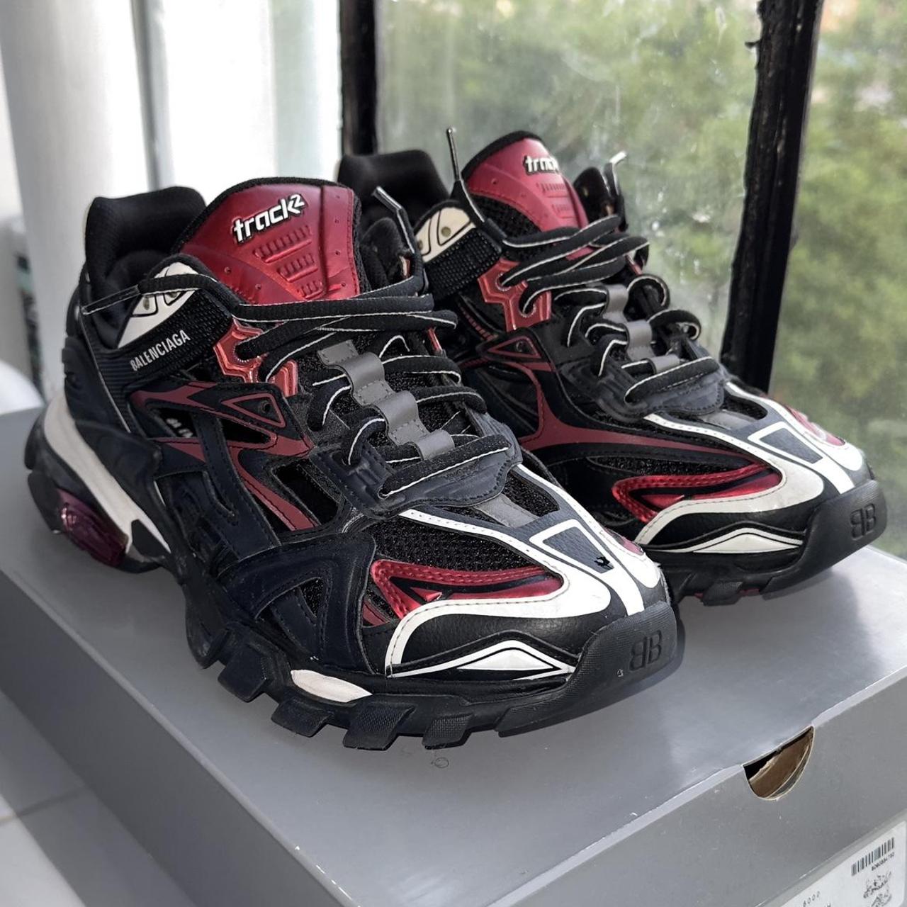 Balenciaga Track.2 Black and Burgundy 100 Depop