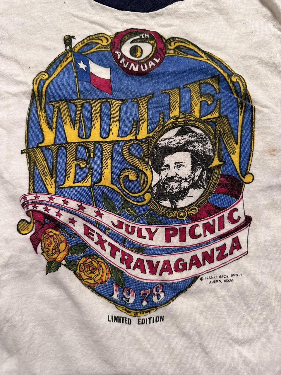 Vintage 1980s , Willie Nelson 2024 Picnic Concert Tshirt XLarge