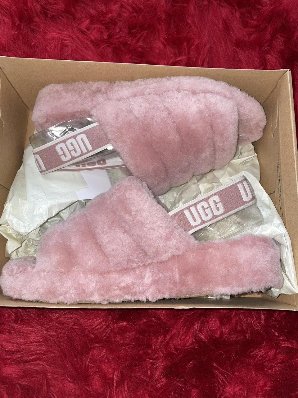 Pink UGG Fluff Yeah Slides Size 10 in Womens... Depop