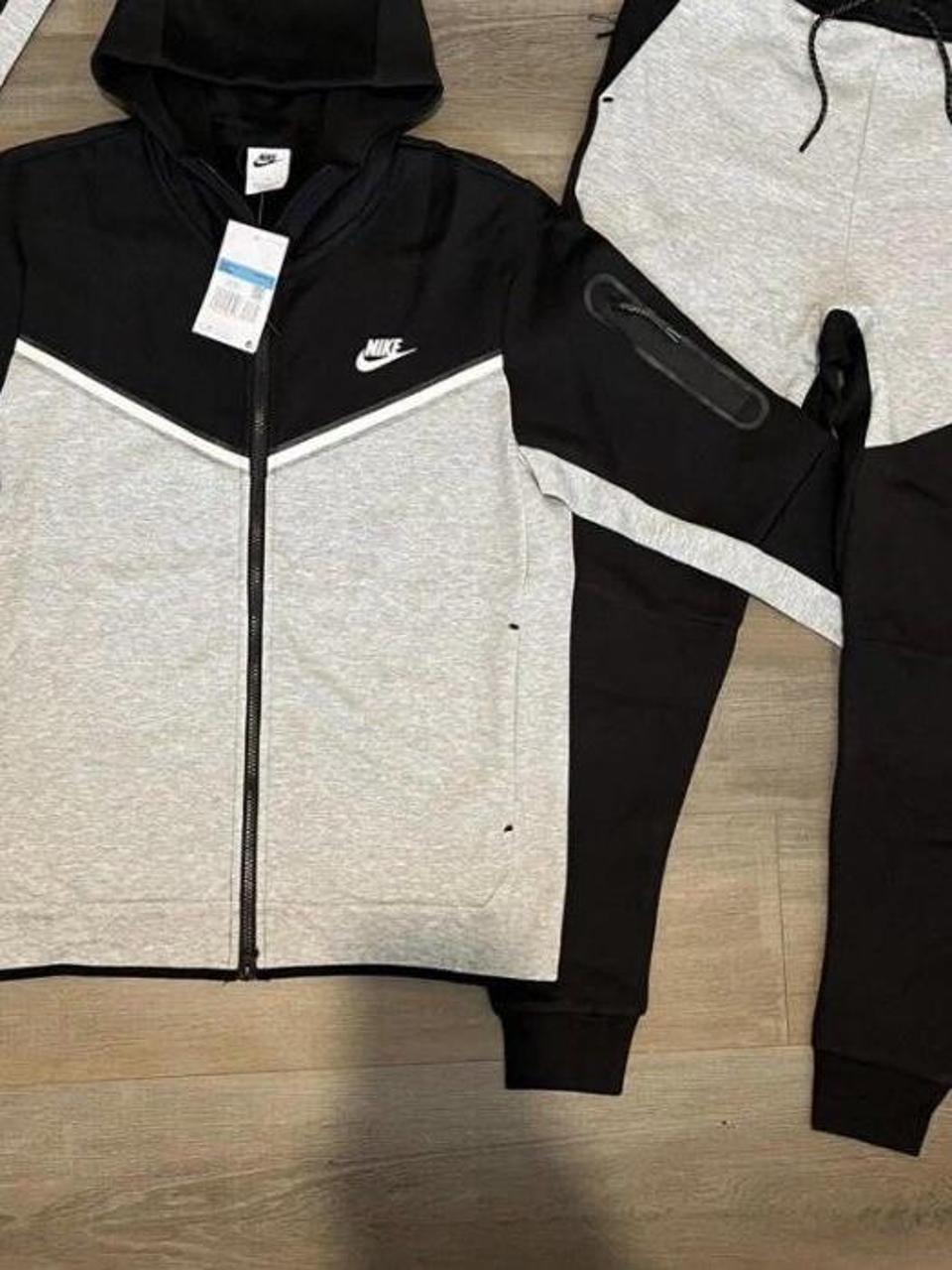 Nike tech fleece zip tracksuit Black/Grey Brand new... - Depop