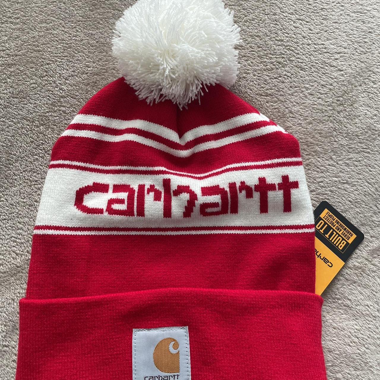 Carhartt Pom-Pom Red/White Beanie, One size fits