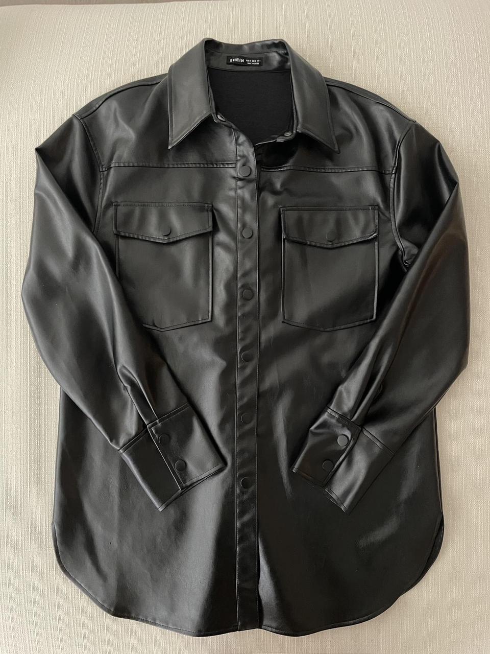 Black pleather shacket - Depop