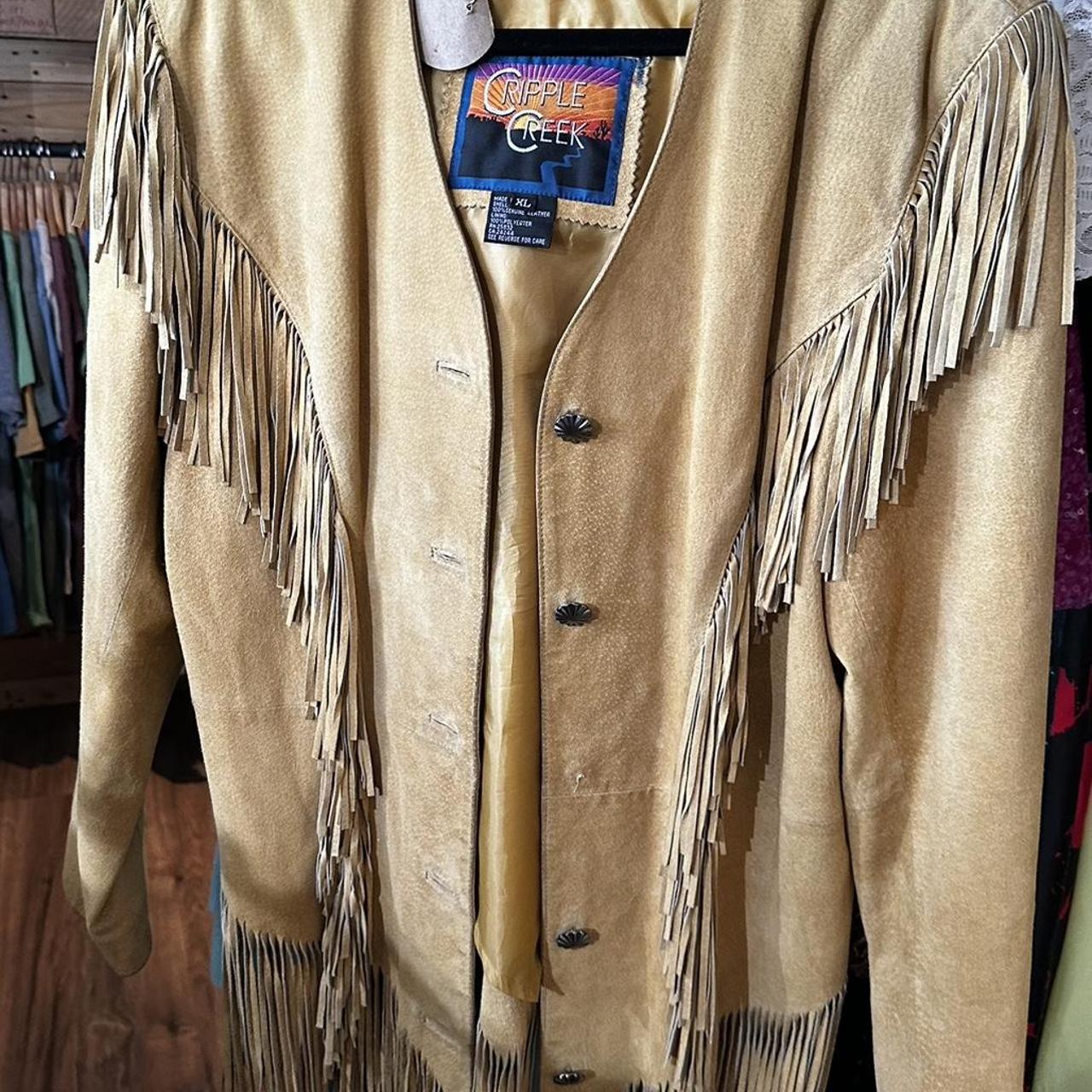 Cripple creek cowboy leather jacket with fringe! A... - Depop