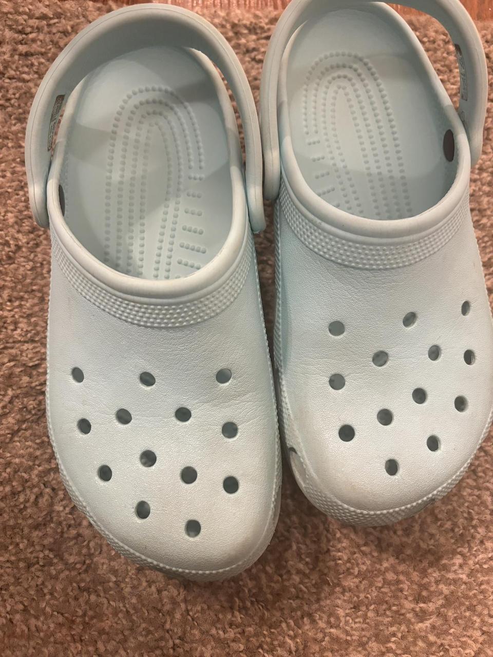 Crocs teal Pretty worn - Depop