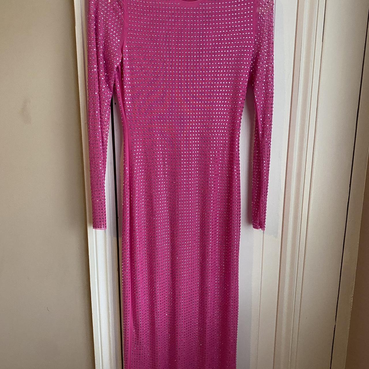 Self portrait XS hot pink mesh midi dress