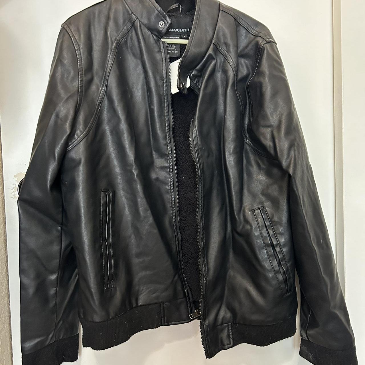 black vintage leather jacket - Depop