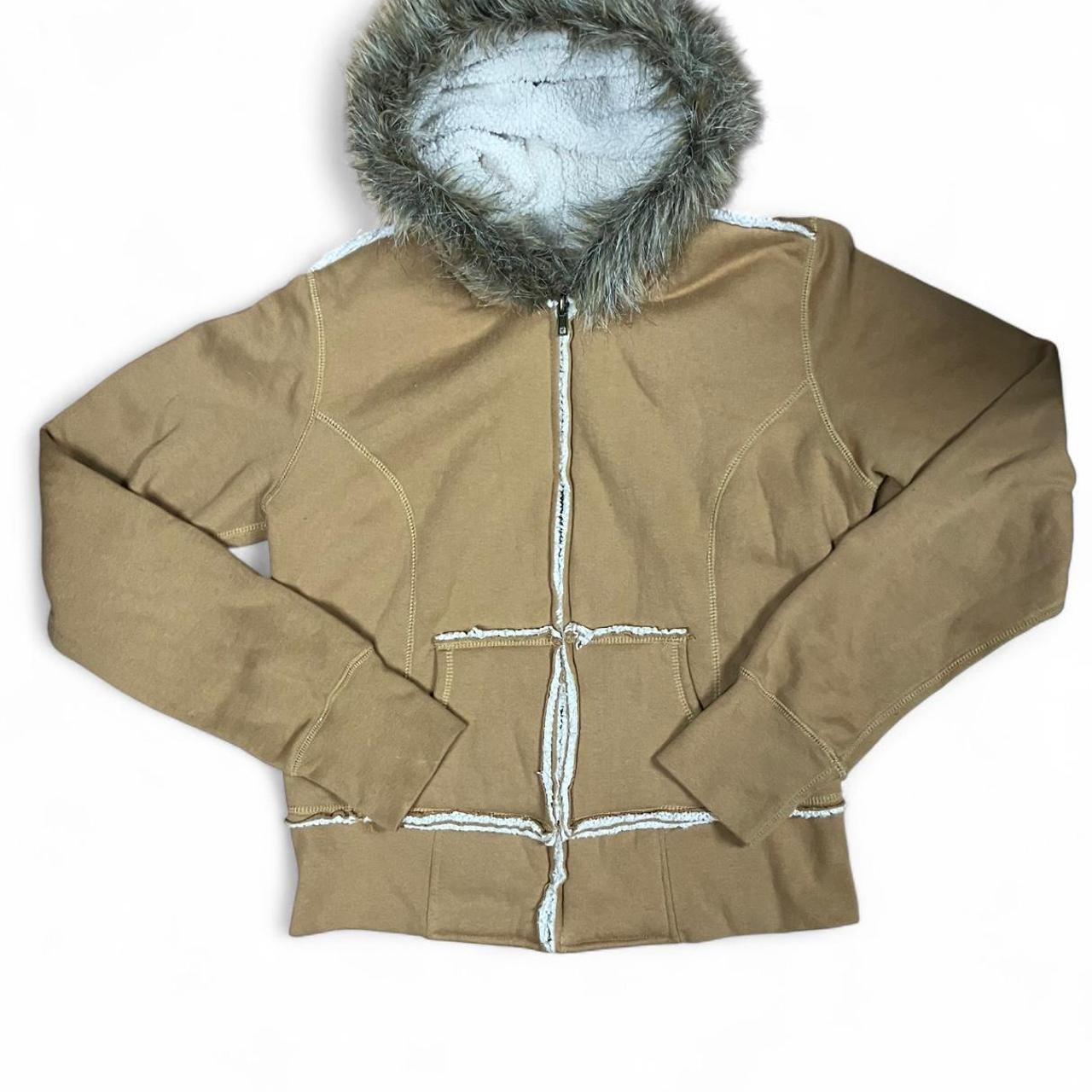 Faux fur-hooded-jacket - Depop