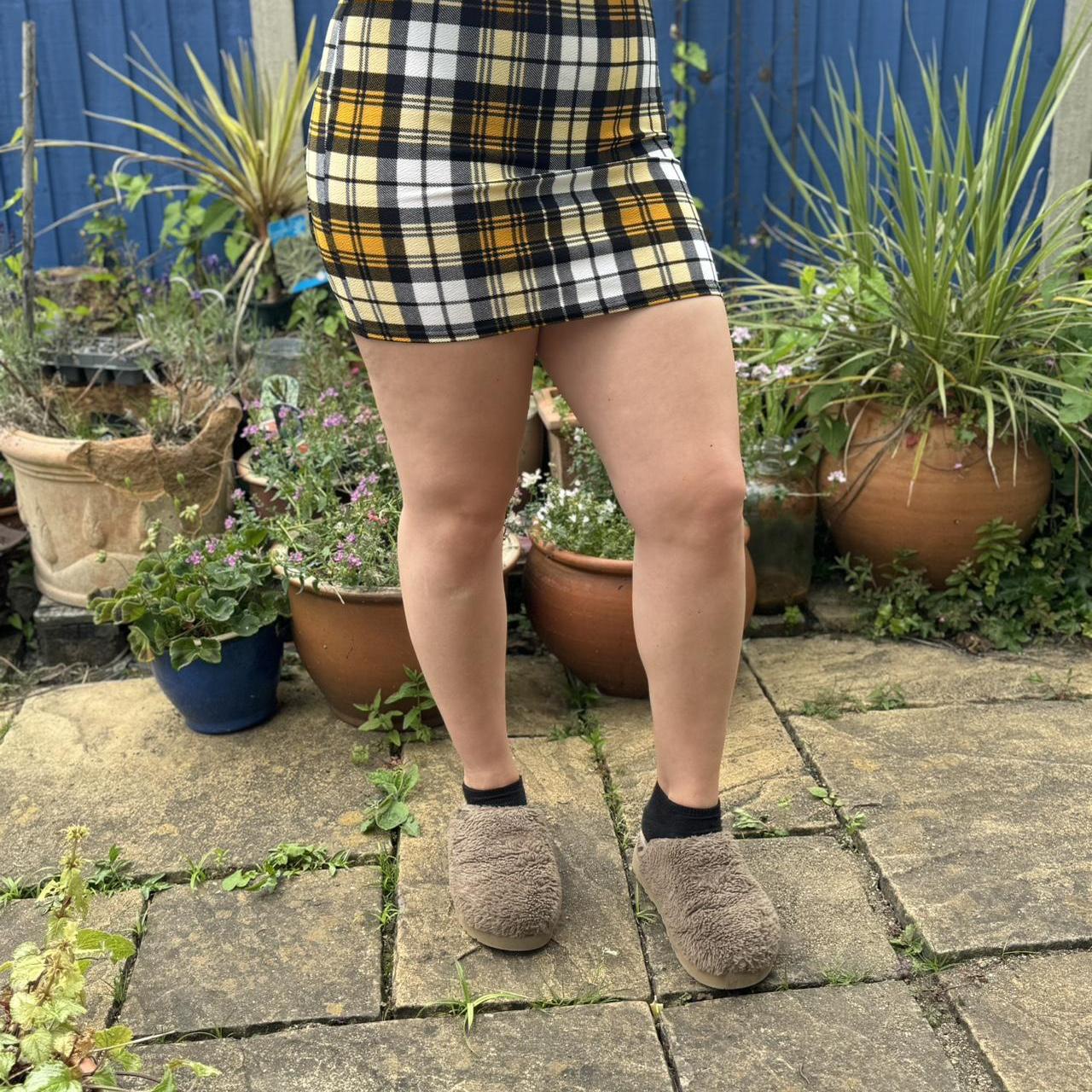 Pretty Little Thing black and yellow tartan mini skirt Depop