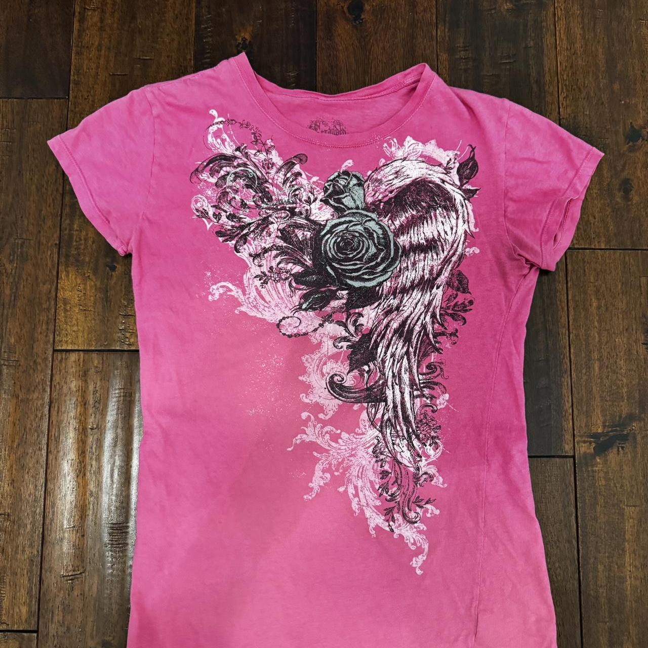 Pink ed-hardy-t-shirt - Depop